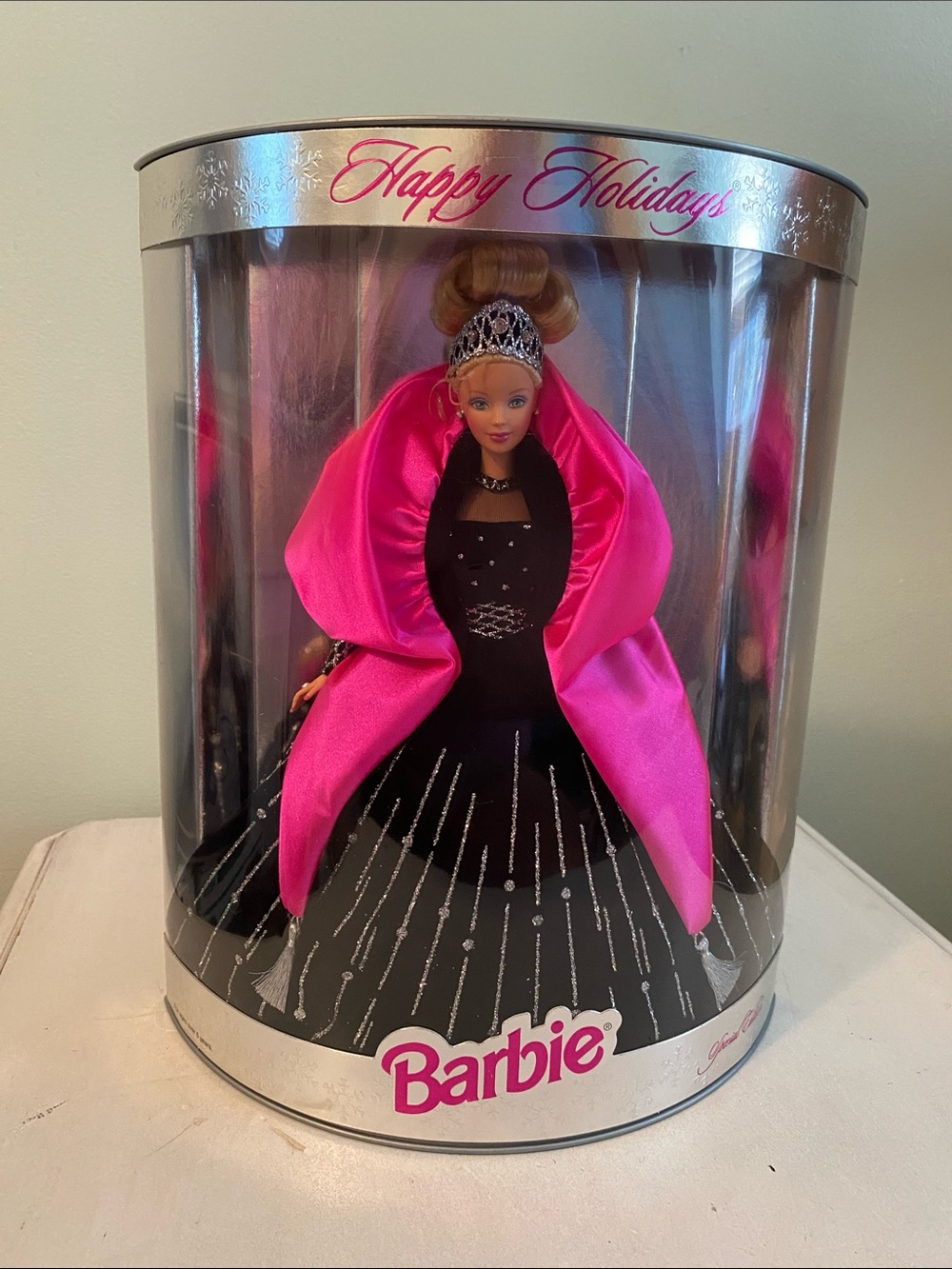 Barbie Holiday Collector Doll in Bright Pink Shawl and Black Gown